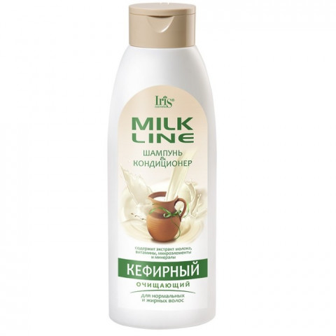 Шампунь-кондиционер IRIS Milk Line кефирный очищающий для нормальных и жирных волос 1000 мл