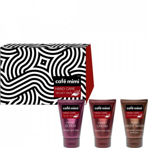Подарочный набор CafeMimi "Velvet skin Hand care" (скраб для рук 50мл+крем для рук 50мл+крем-маска для рук 50мл) Подарочный набор CafeMimi "Velvet skin Hand care" (скраб для рук 50мл+крем для рук 50мл+крем-маска для рук 50мл)